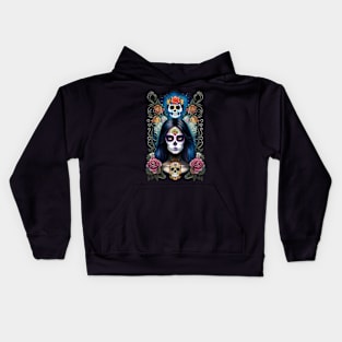 Sugar Skull Art - Colorful Skull Makeup Kids Hoodie